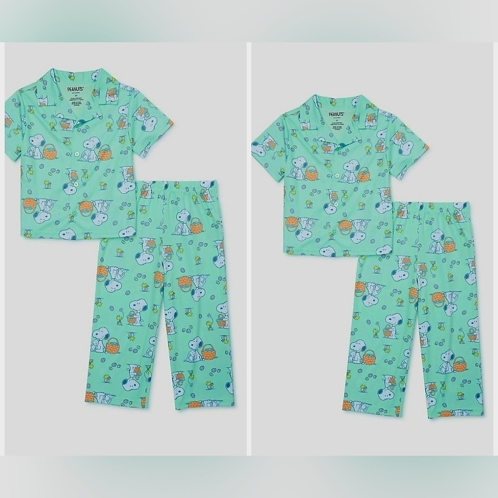 Nwt 2 Easter Pajama Sets Peanuts Snoopy Egg Hunting, Size 2t, 4t, 5t